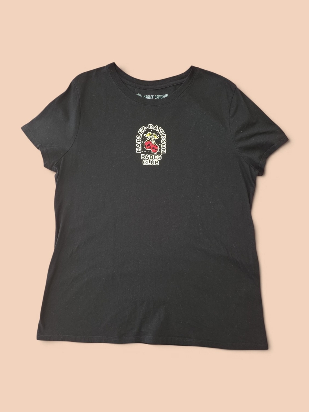 Harley-Davidson Babes Club Cherry Skull Graphic Tee Black Women XL